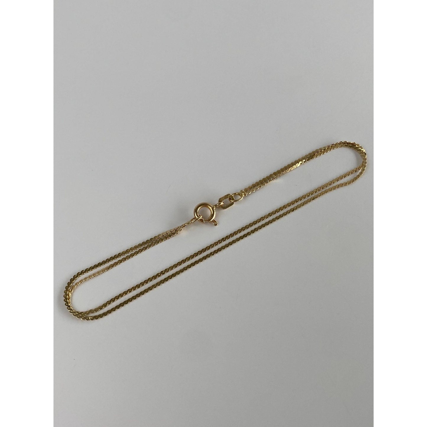 Vintage Solid 14k Yellow Gold Dainty Double Strand Serpentine Chain Bracelet - 7.5 inches