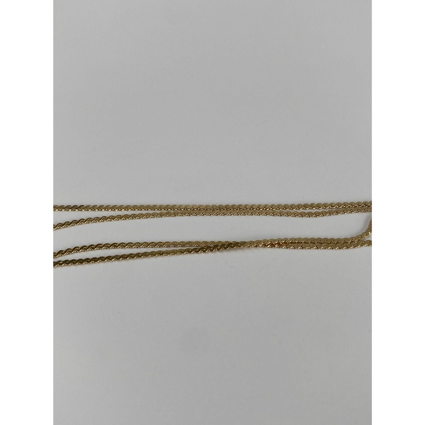 Vintage Solid 14k Yellow Gold Dainty Double Strand Serpentine Chain Bracelet - 7.5 inches