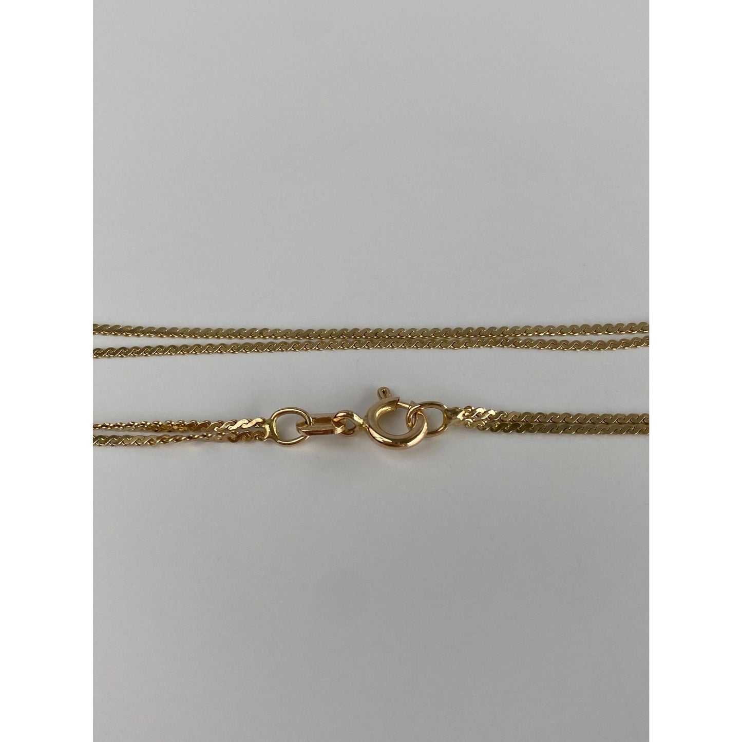 Vintage Solid 14k Yellow Gold Dainty Double Strand Serpentine Chain Bracelet - 7.5 inches