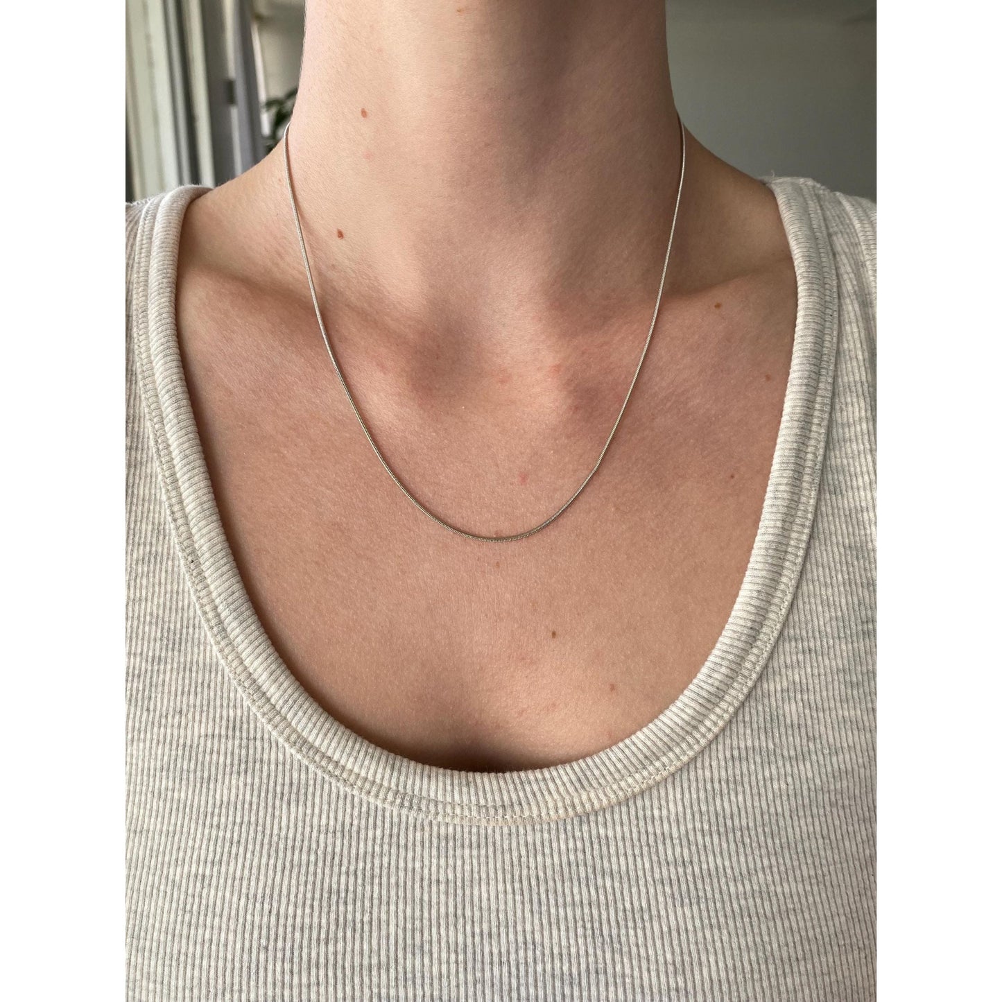 Vintage Solid 14k White Gold Snake Chain Necklace - 18 inches