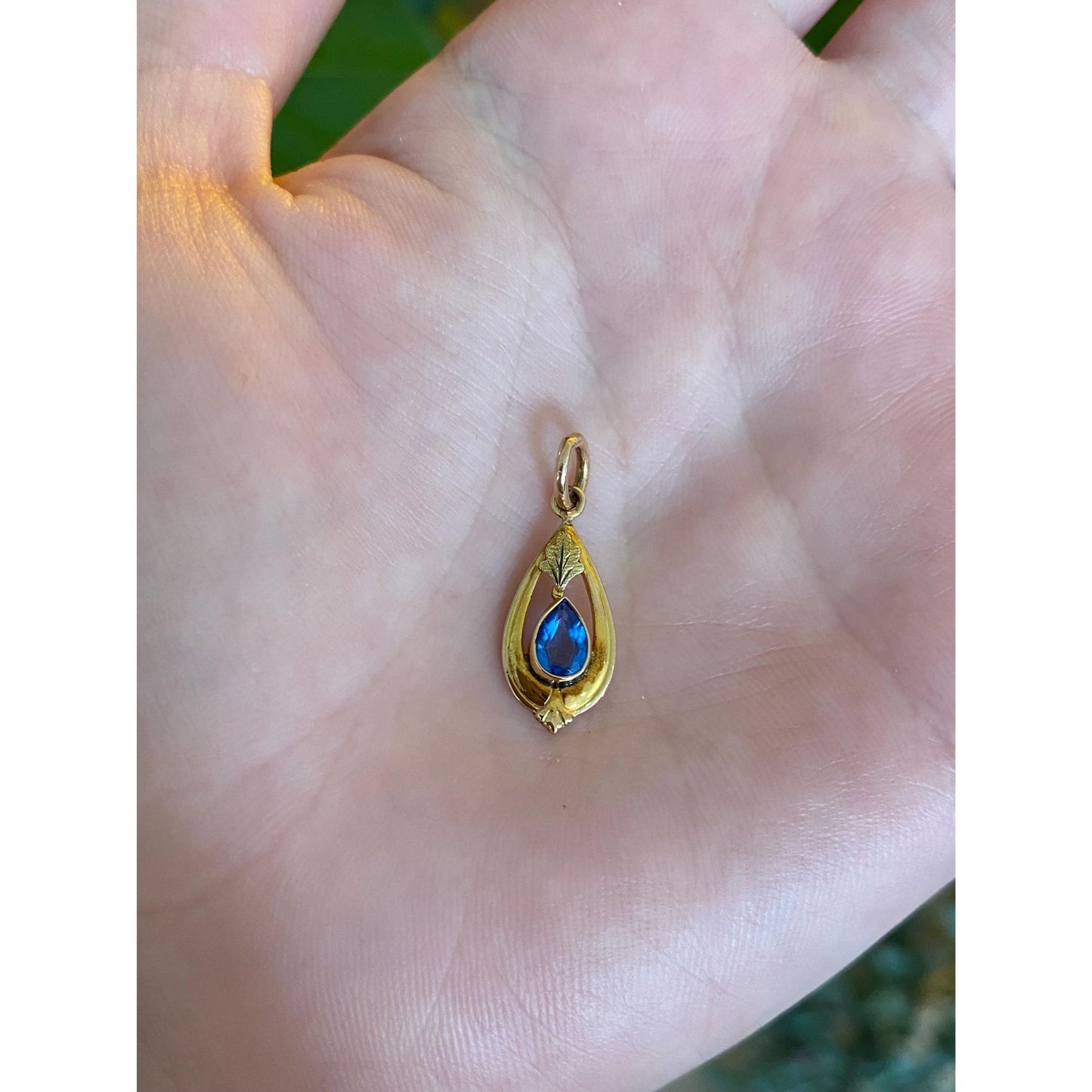 Vintage Solid 10k Yellow Gold Blue Cubic Zirconia Stick Pin Conversion Charm