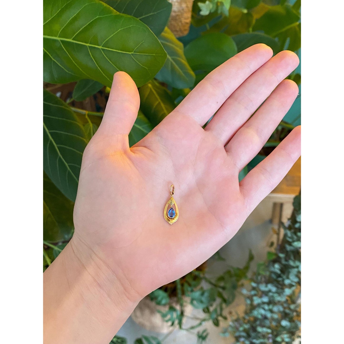 Vintage Solid 10k Yellow Gold Blue Cubic Zirconia Stick Pin Conversion Charm