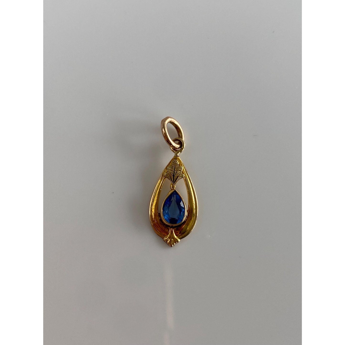 Vintage Solid 10k Yellow Gold Blue Cubic Zirconia Stick Pin Conversion Charm