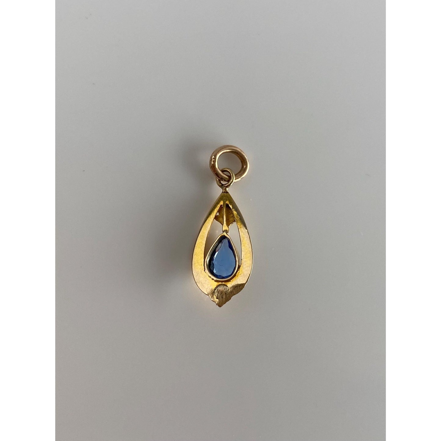 Vintage Solid 10k Yellow Gold Blue Cubic Zirconia Stick Pin Conversion Charm