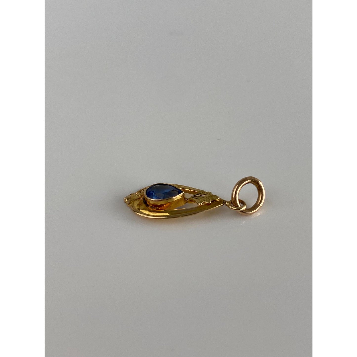 Vintage Solid 10k Yellow Gold Blue Cubic Zirconia Stick Pin Conversion Charm