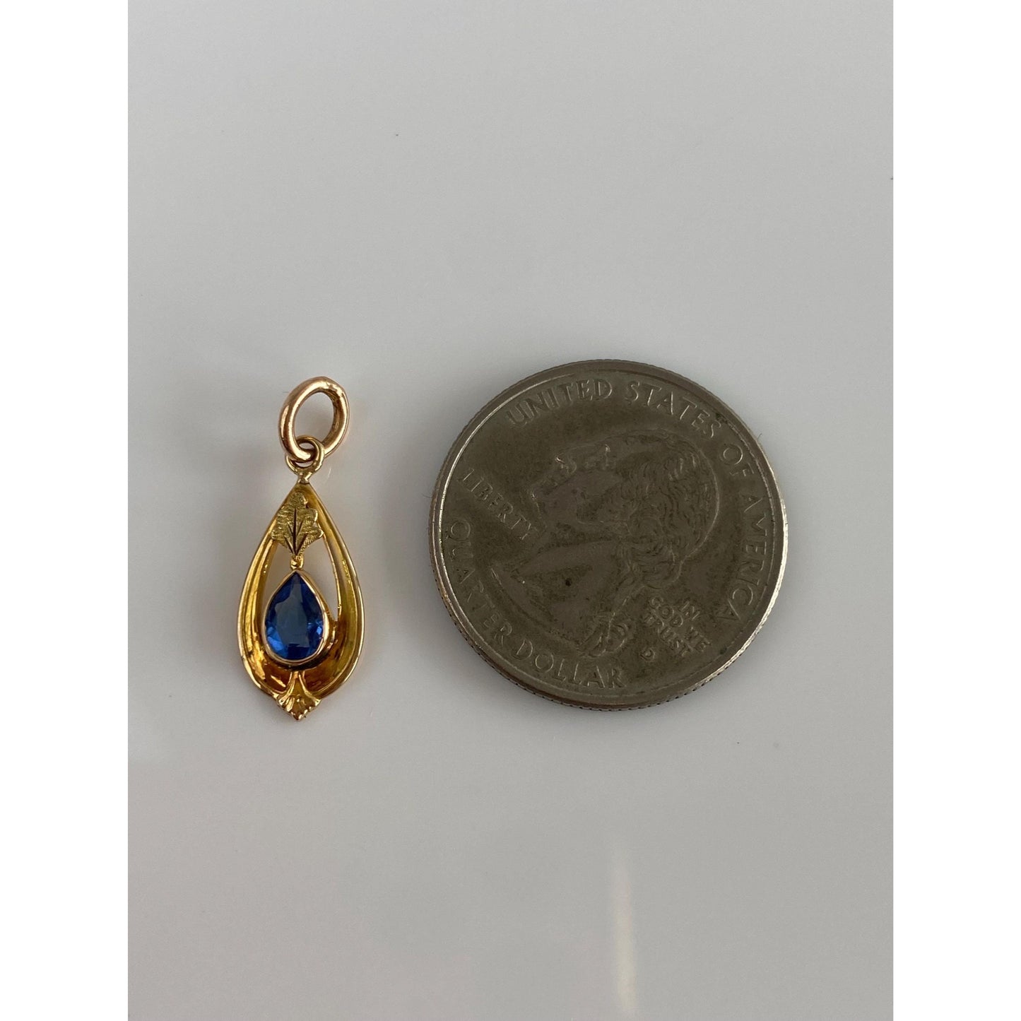 Vintage Solid 10k Yellow Gold Blue Cubic Zirconia Stick Pin Conversion Charm