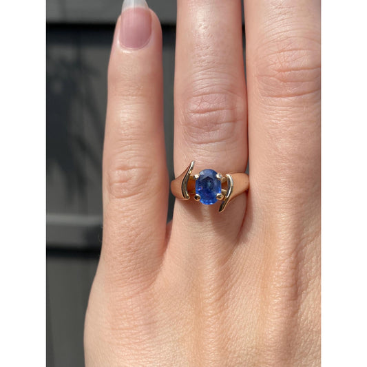 Solid 14k Yellow Gold Light Blue Sapphire Ring - Size 4.5