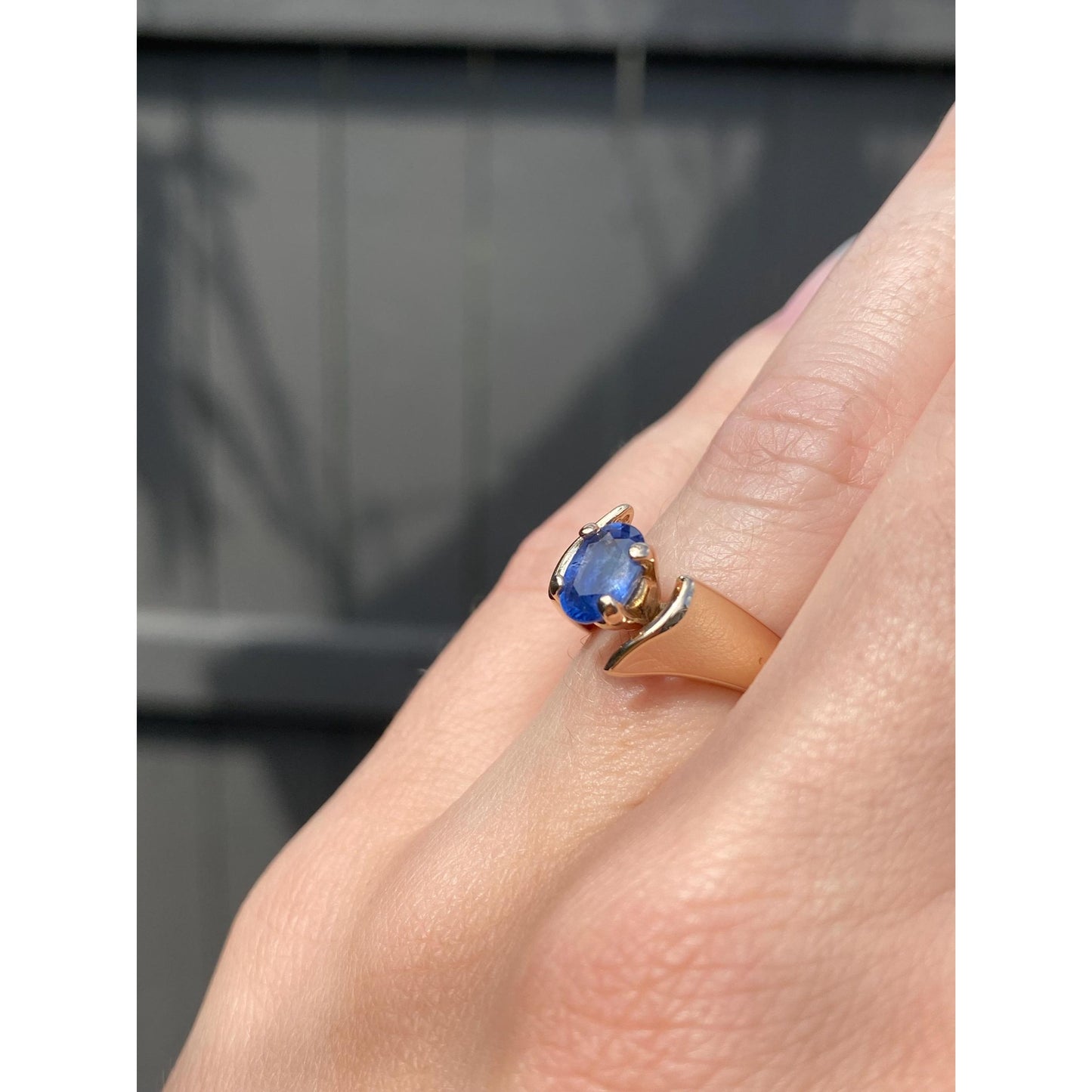 Solid 14k Yellow Gold Light Blue Sapphire Ring - Size 4.5