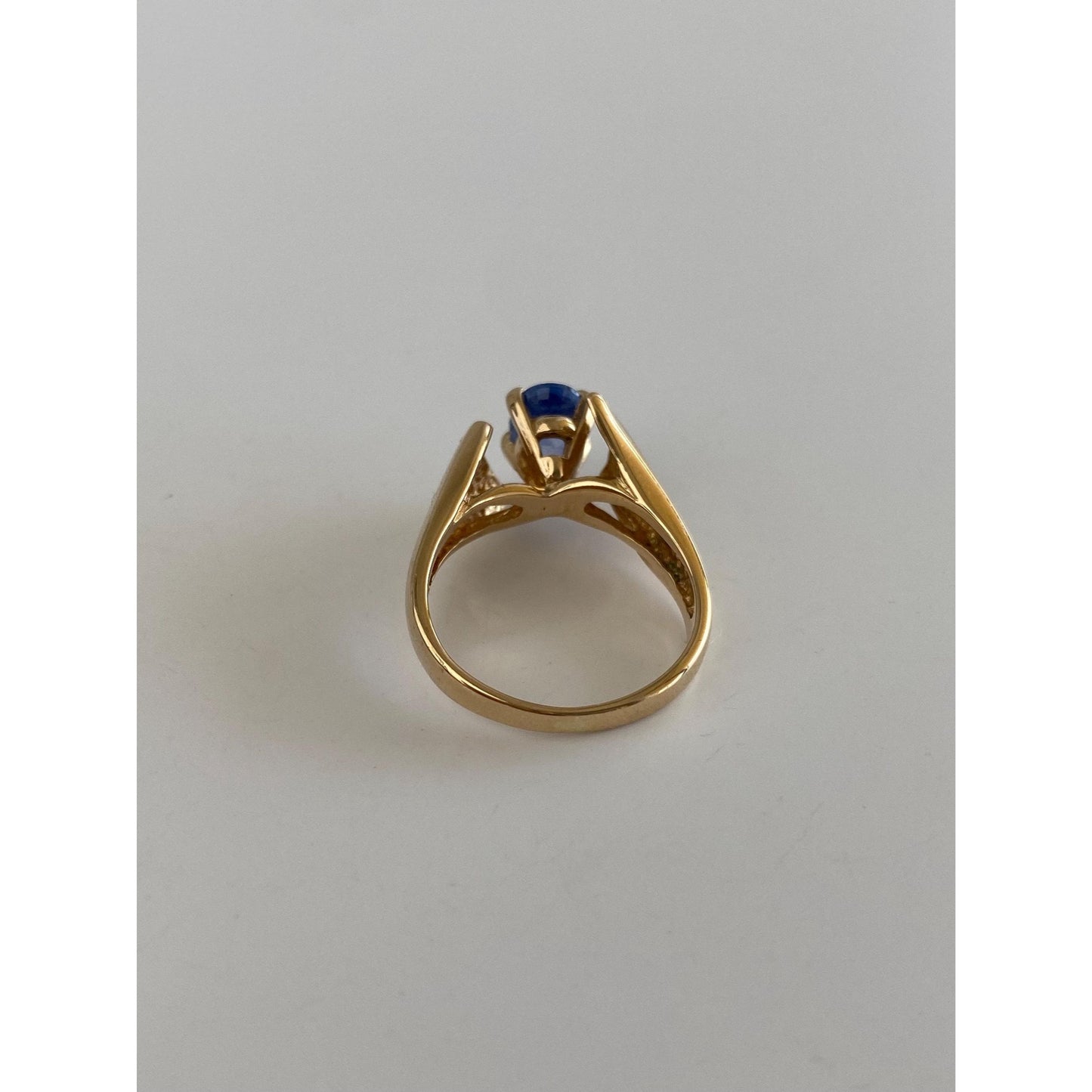 Solid 14k Yellow Gold Light Blue Sapphire Ring - Size 4.5