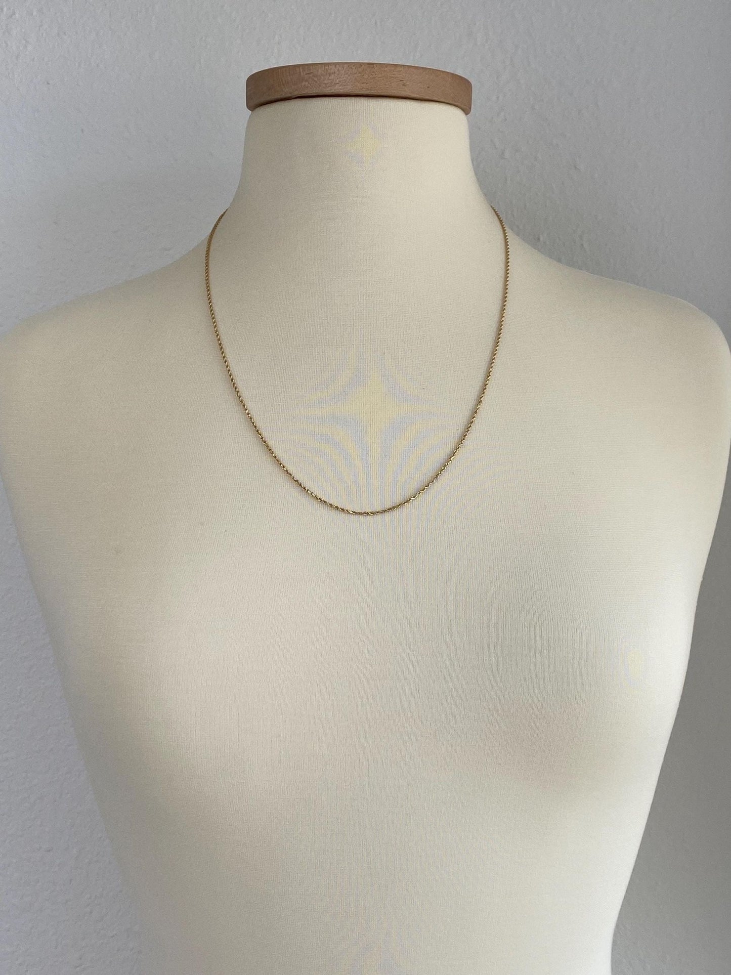 Vintage Solid 14k Yellow Gold Long Dainty Rope Chain Necklace - 24.25 inches