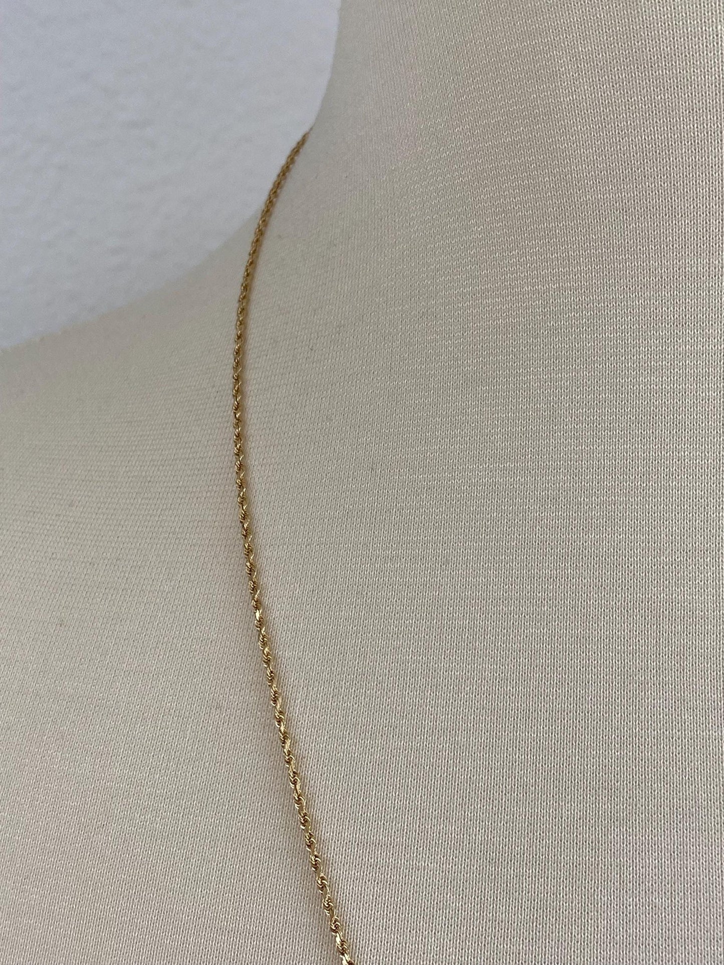 Vintage Solid 14k Yellow Gold Long Dainty Rope Chain Necklace - 24.25 inches