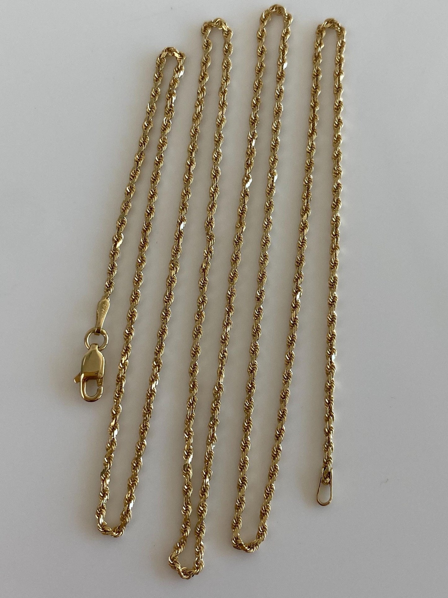 Vintage Solid 14k Yellow Gold Long Dainty Rope Chain Necklace - 24.25 inches
