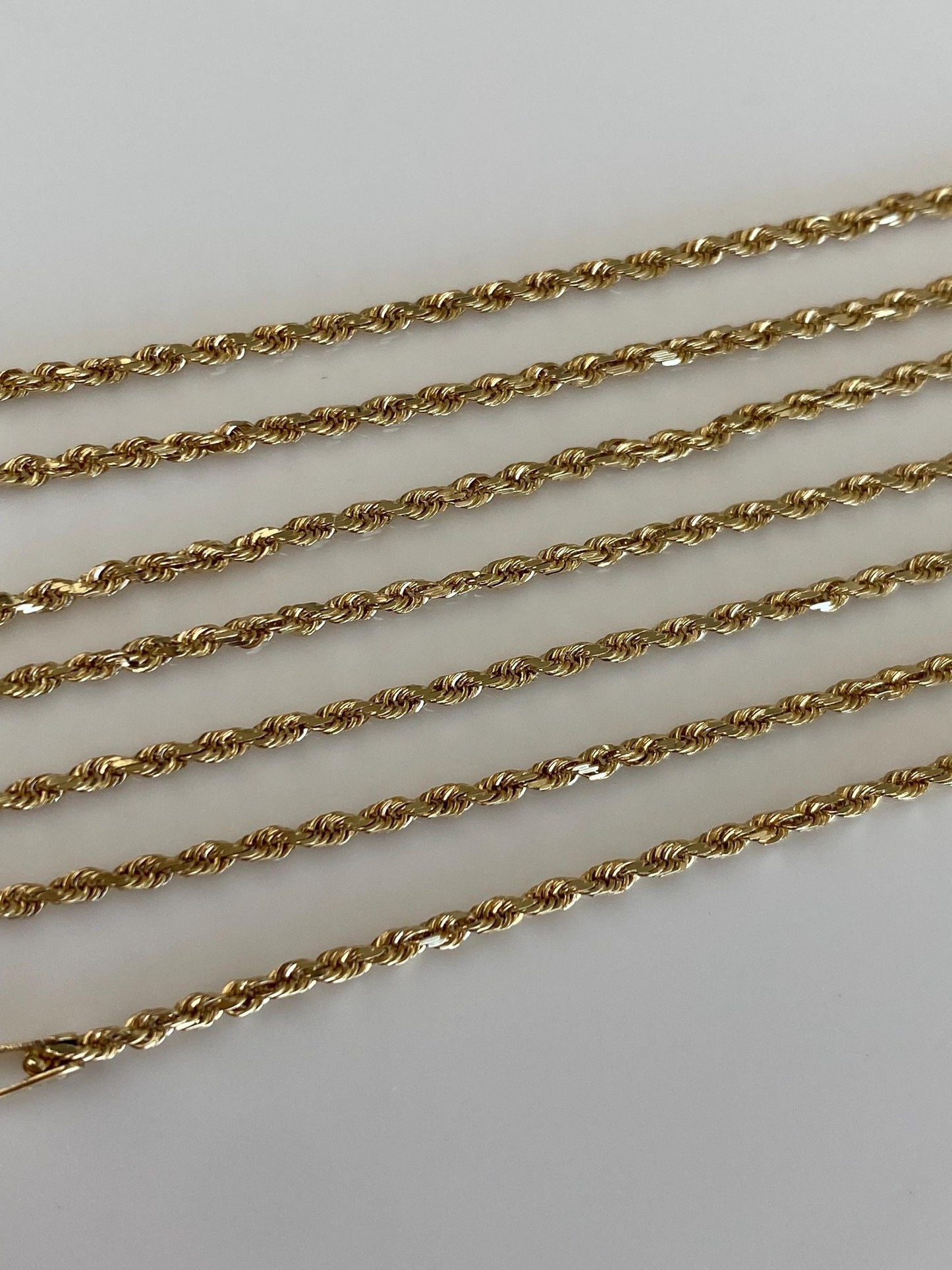 Vintage Solid 14k Yellow Gold Long Dainty Rope Chain Necklace - 24.25 inches