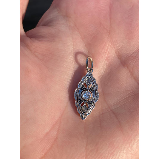 Vintage Solid 14k White Gold Diamond Art Deco Stick Pin Conversion Charm