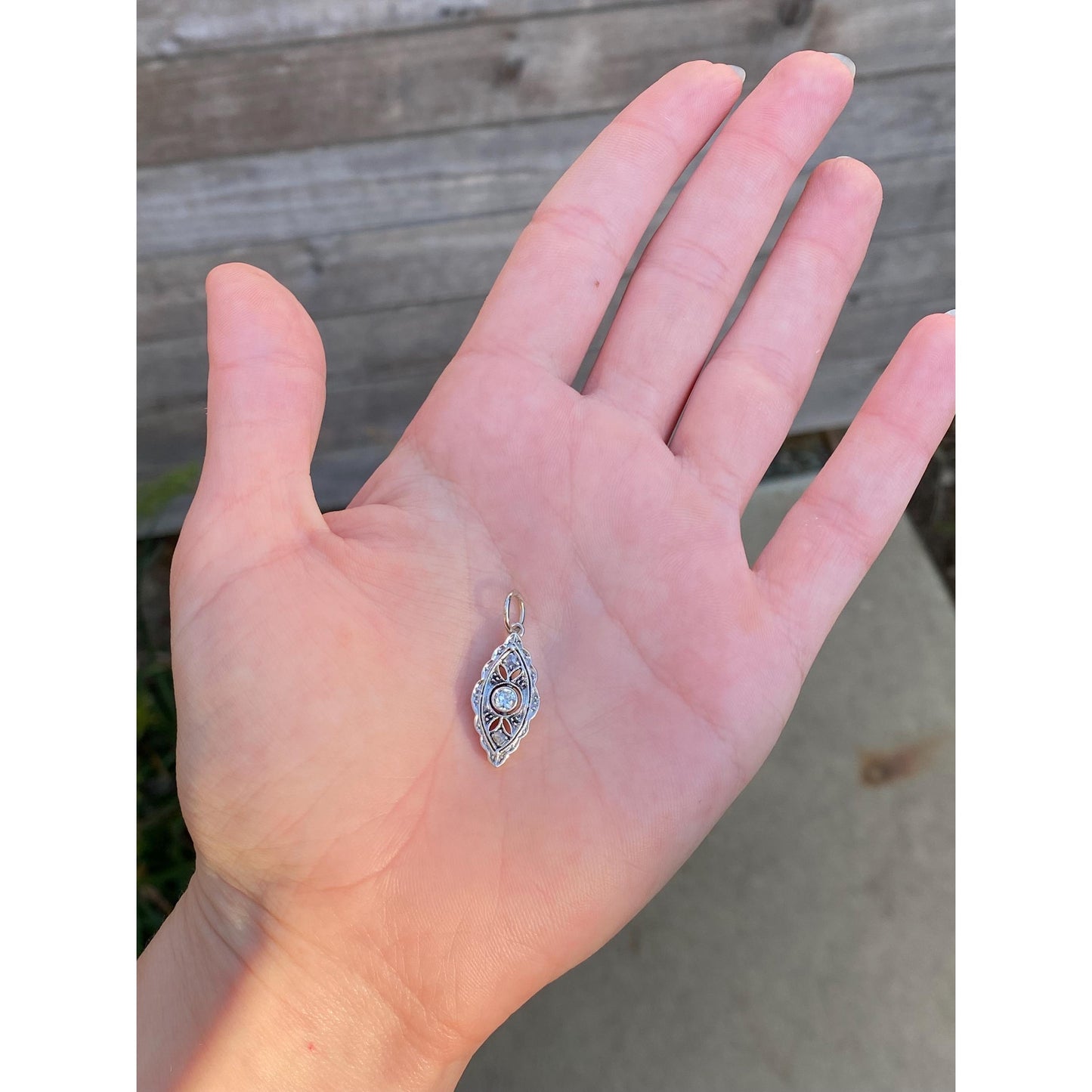 Vintage Solid 14k White Gold Diamond Art Deco Stick Pin Conversion Charm