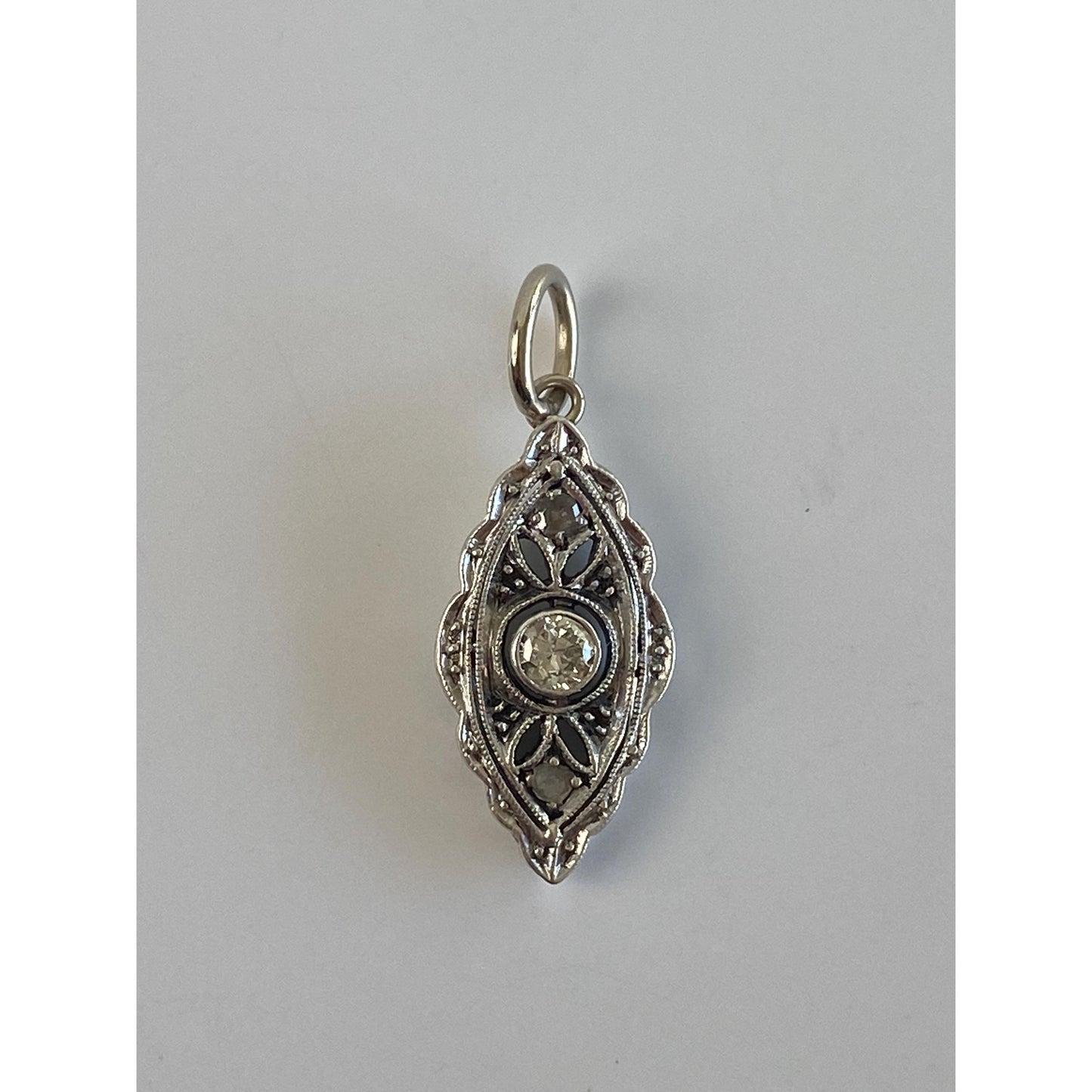 Vintage Solid 14k White Gold Diamond Art Deco Stick Pin Conversion Charm