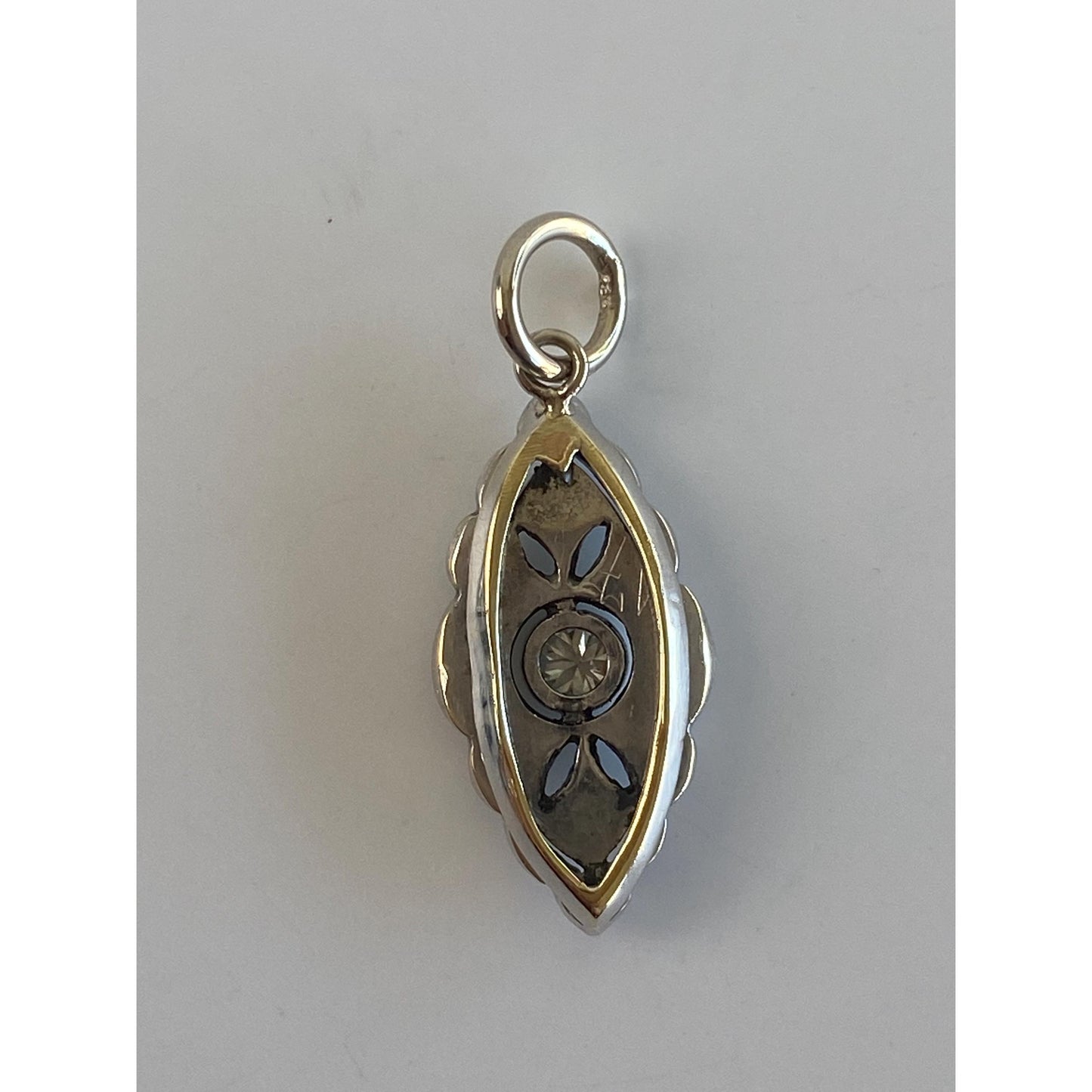 Vintage Solid 14k White Gold Diamond Art Deco Stick Pin Conversion Charm