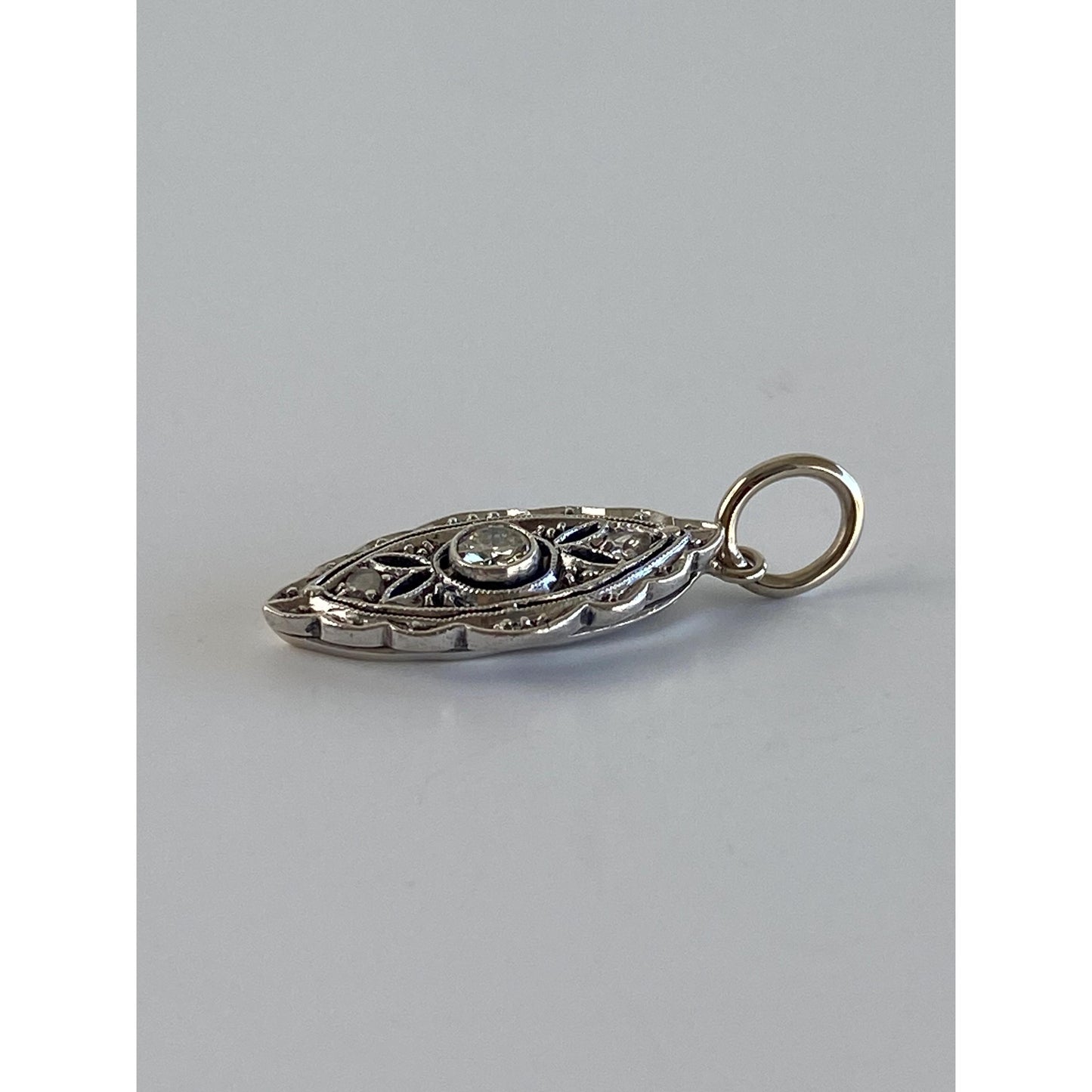 Vintage Solid 14k White Gold Diamond Art Deco Stick Pin Conversion Charm