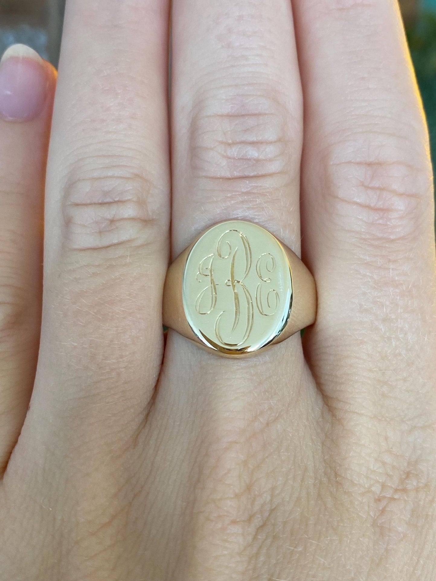Vintage Solid 14k Yellow Gold Monogram Signet Ring - Size 9.75