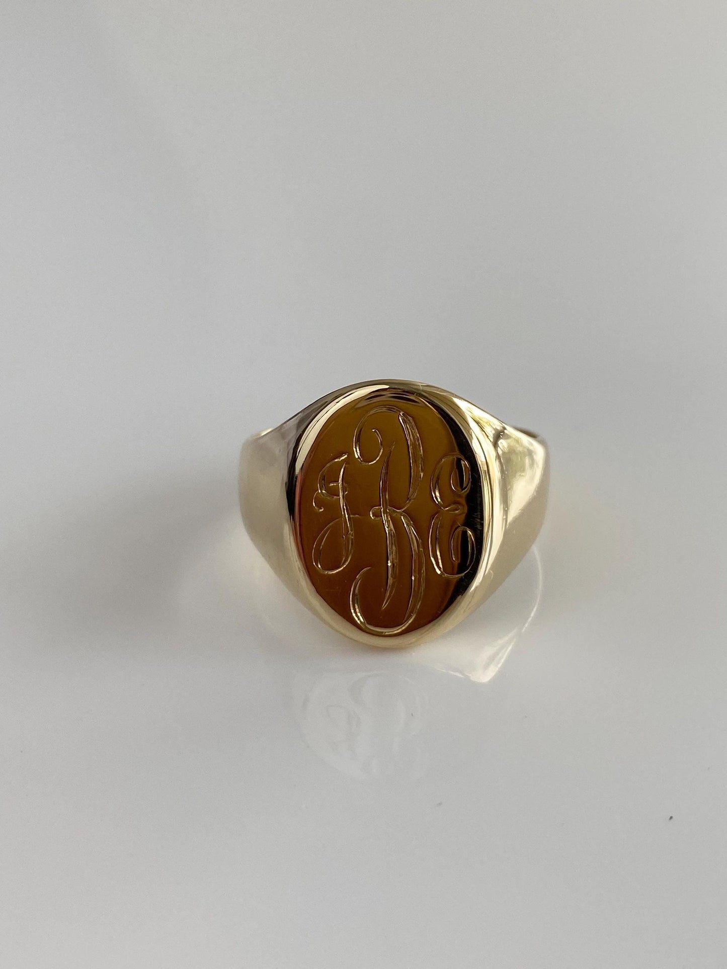 Vintage Solid 14k Yellow Gold Monogram Signet Ring - Size 9.75