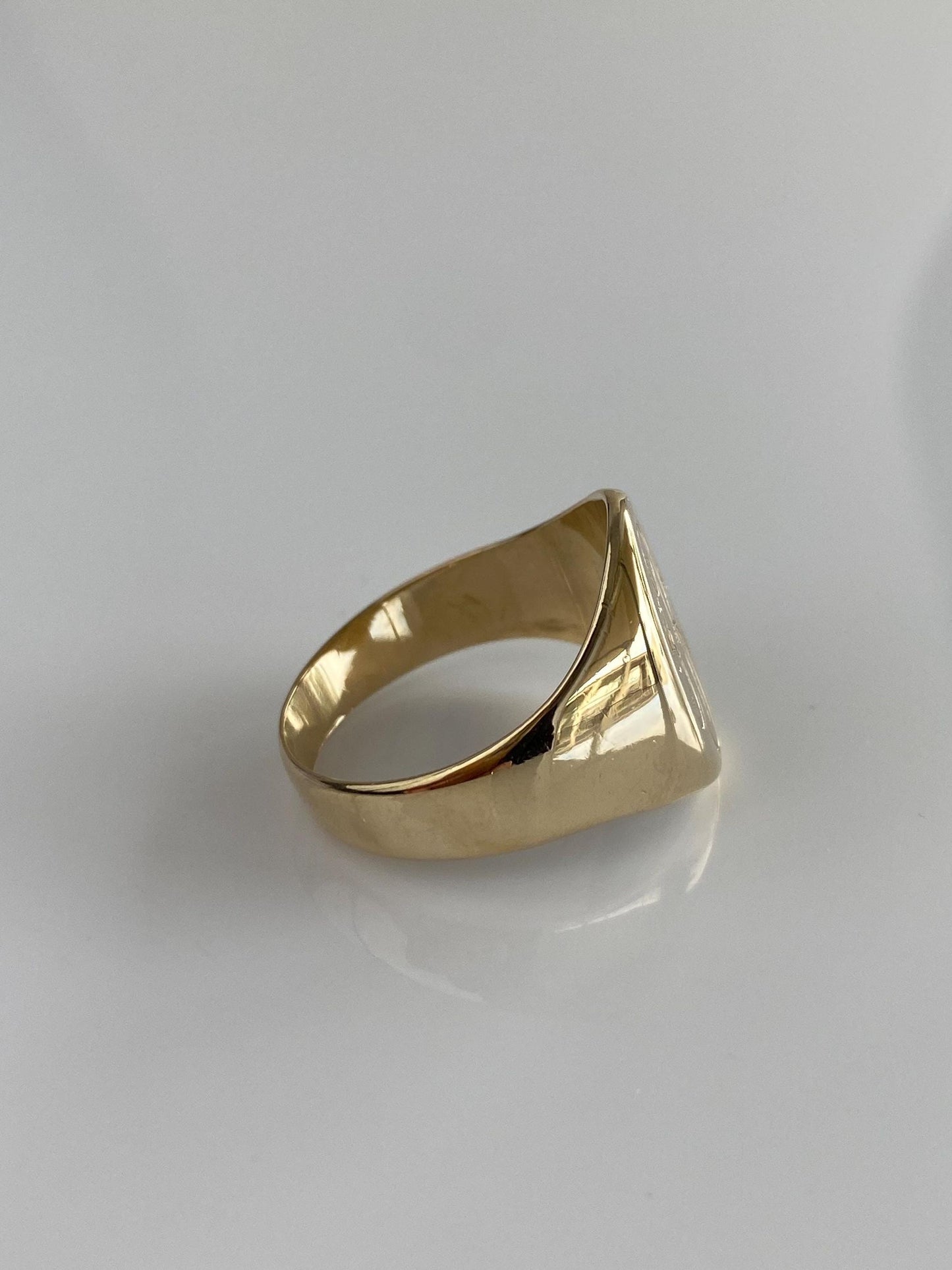 Vintage Solid 14k Yellow Gold Monogram Signet Ring - Size 9.75