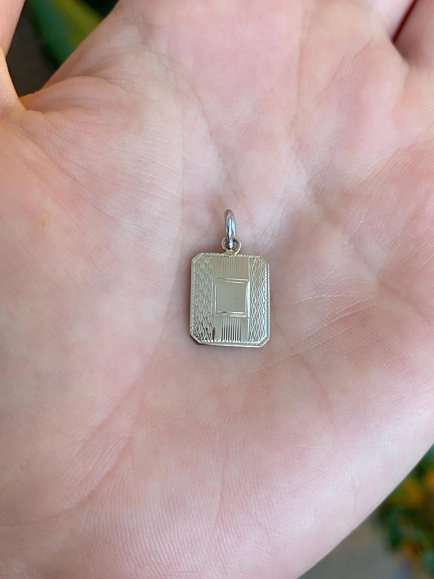 Vintage Solid 14k White Gold Design Cufflink Conversion Charm