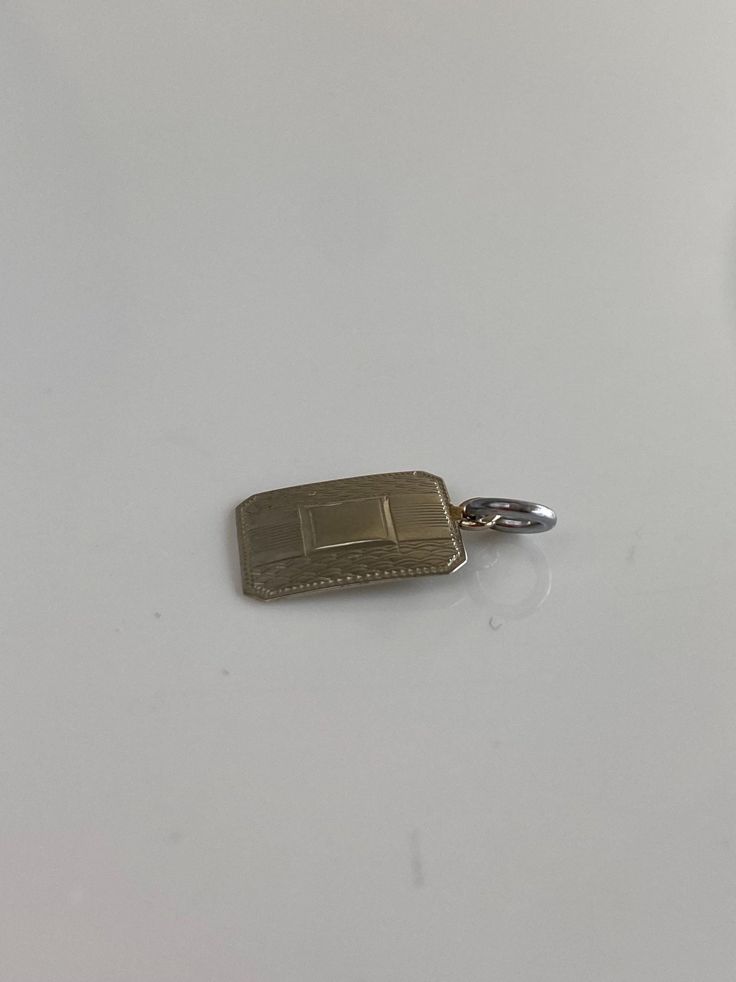 Vintage Solid 14k White Gold Design Cufflink Conversion Charm