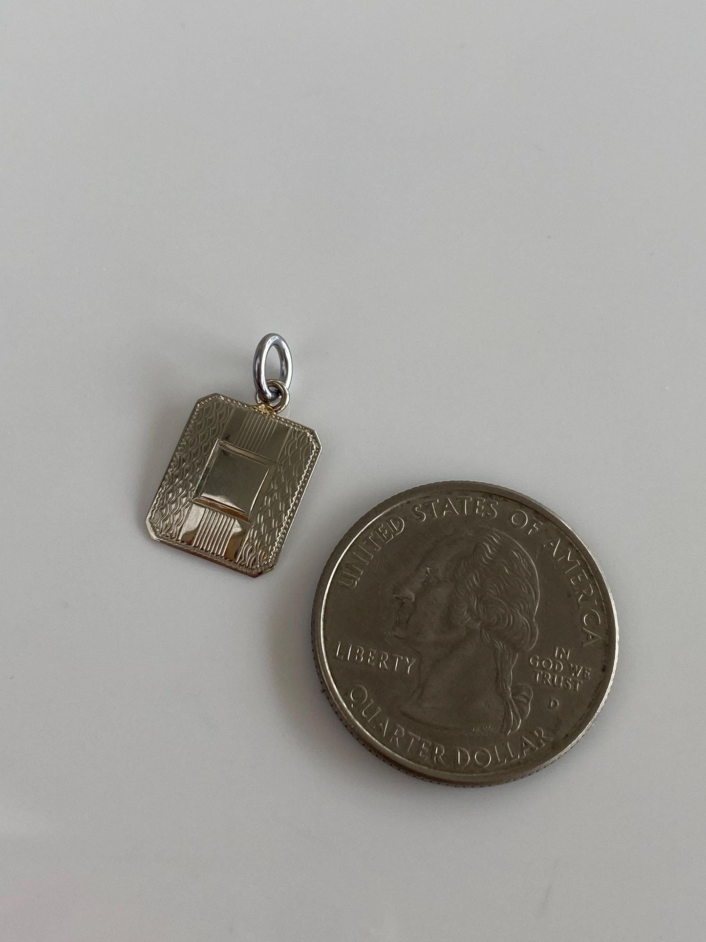 Vintage Solid 14k White Gold Design Cufflink Conversion Charm