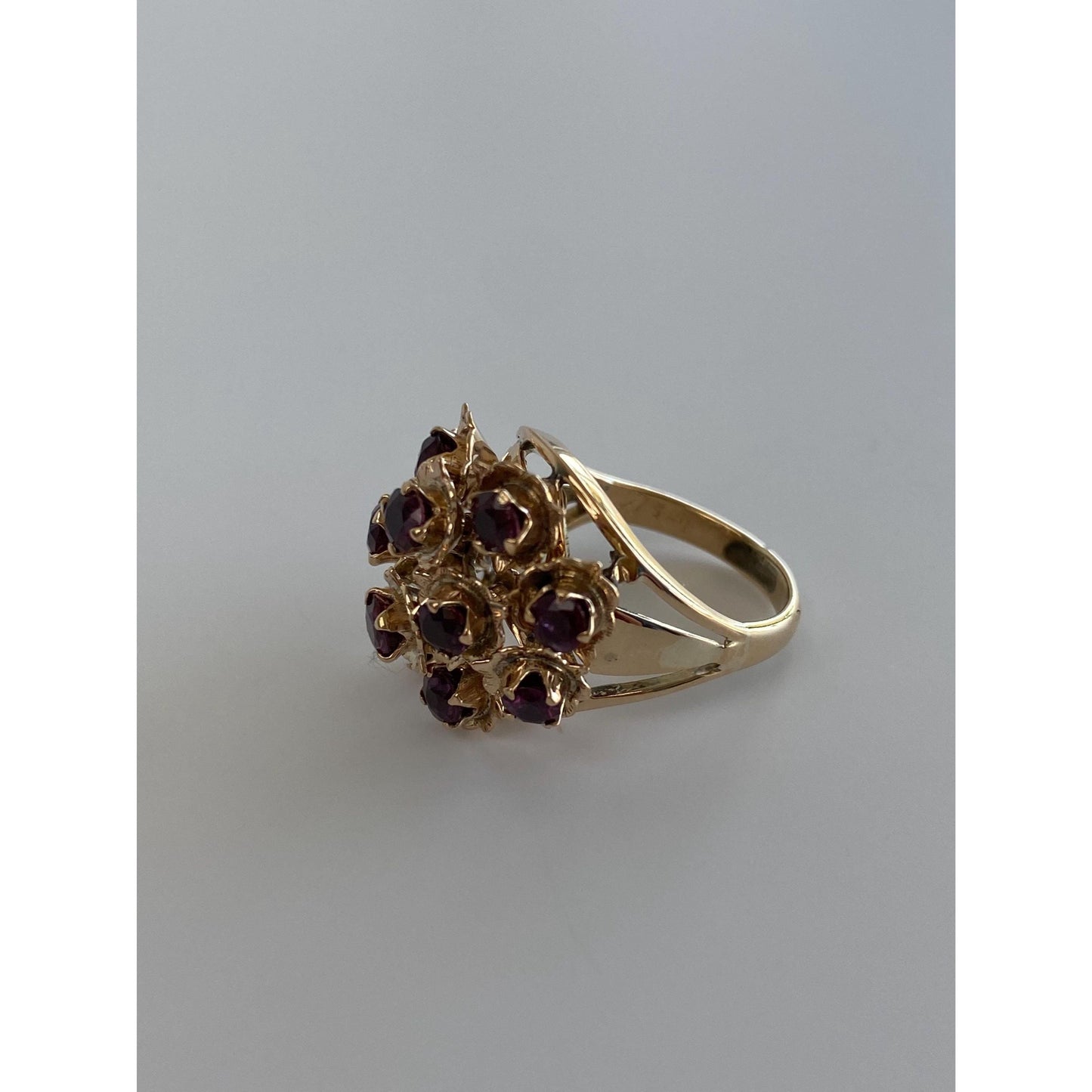 Vintage Solid 14k Rosey Gold Ruby Moving Cocktail Ring - Size 4.5