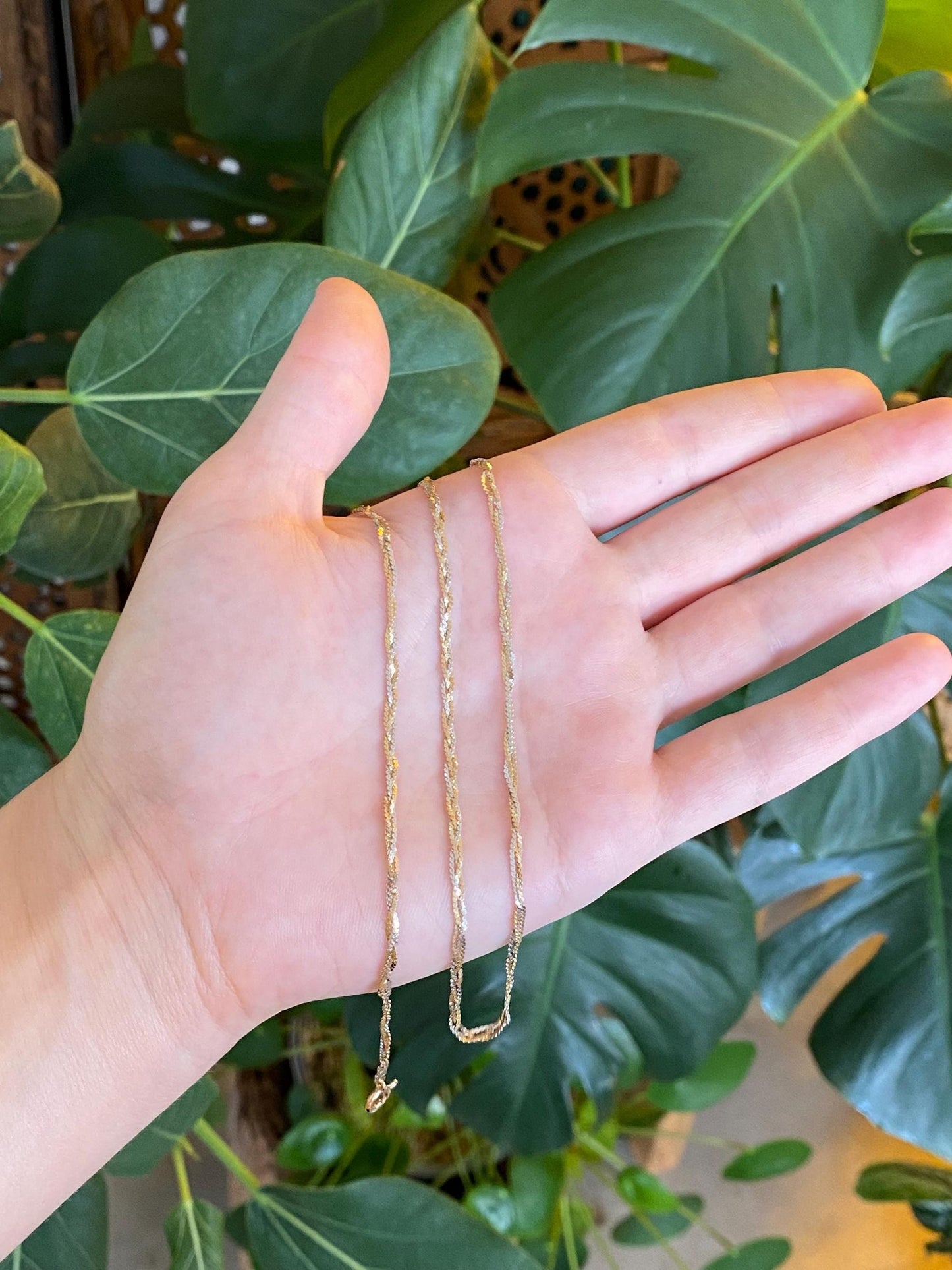 Vintage Solid 14k Tri Tone Braided Serpentine Chain Necklace - 17.75 inches