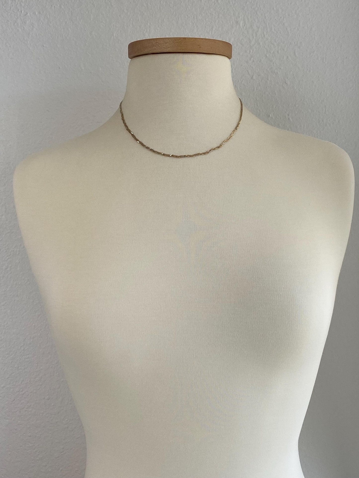 Vintage Solid 14k Tri Tone Braided Serpentine Chain Necklace - 17.75 inches