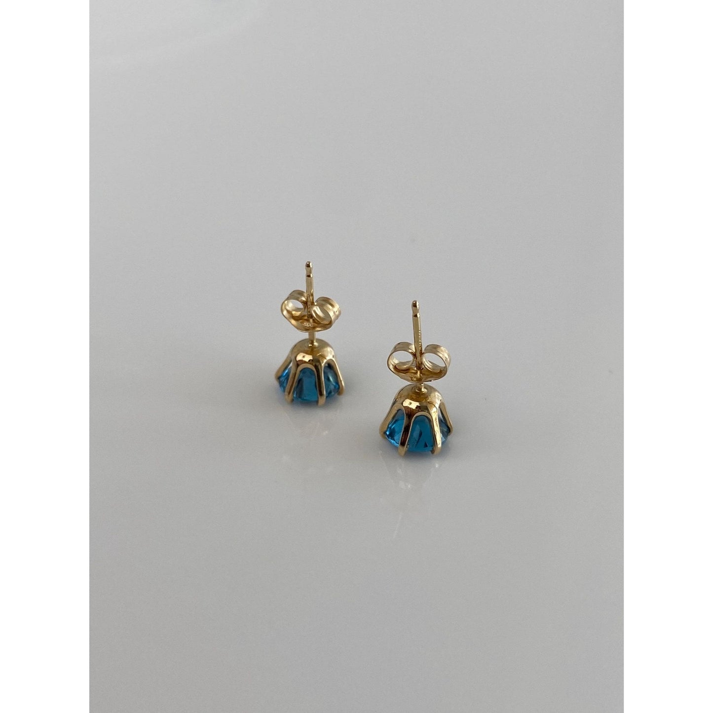 Vintage Solid 14k Yellow Gold Topaz Stud Earrings