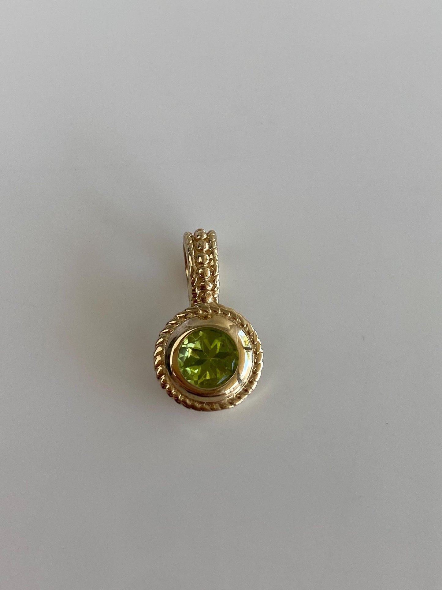 Solid 14k Yellow Gold Peridot Charm