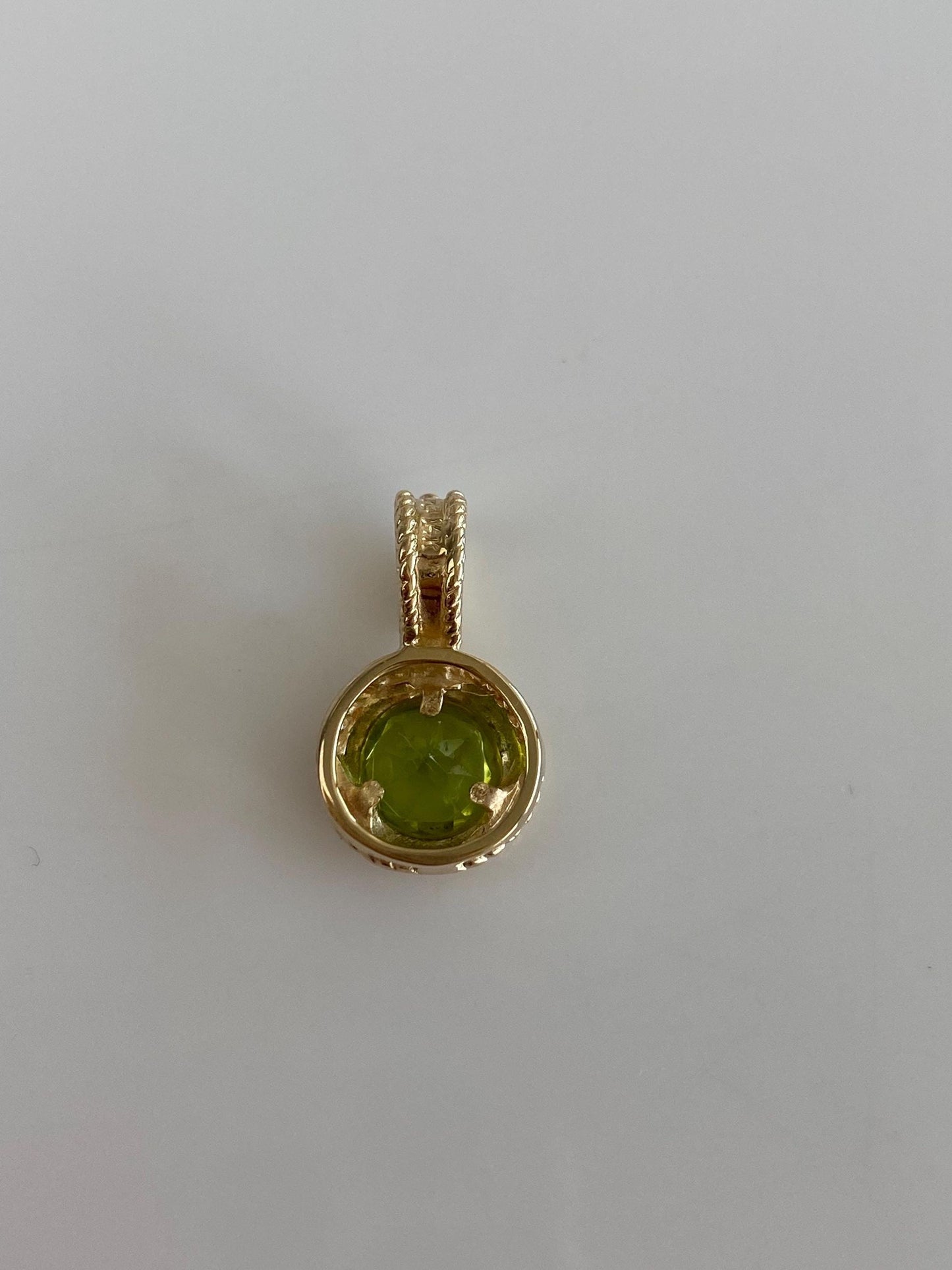 Solid 14k Yellow Gold Peridot Charm