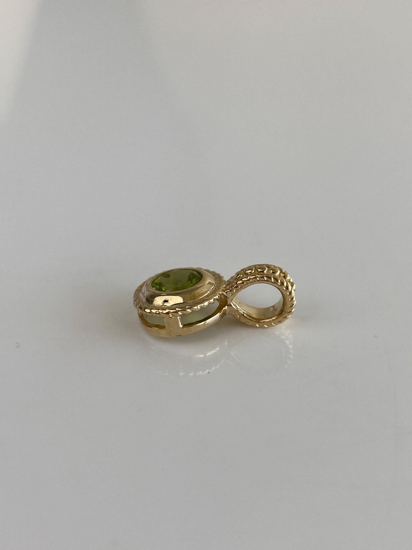 Solid 14k Yellow Gold Peridot Charm