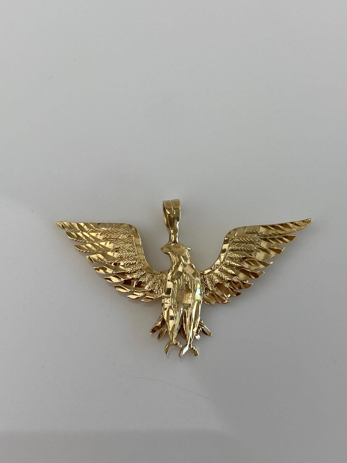 Vintage Solid 14k Yellow Gold Diamond Cut Eagle Charm