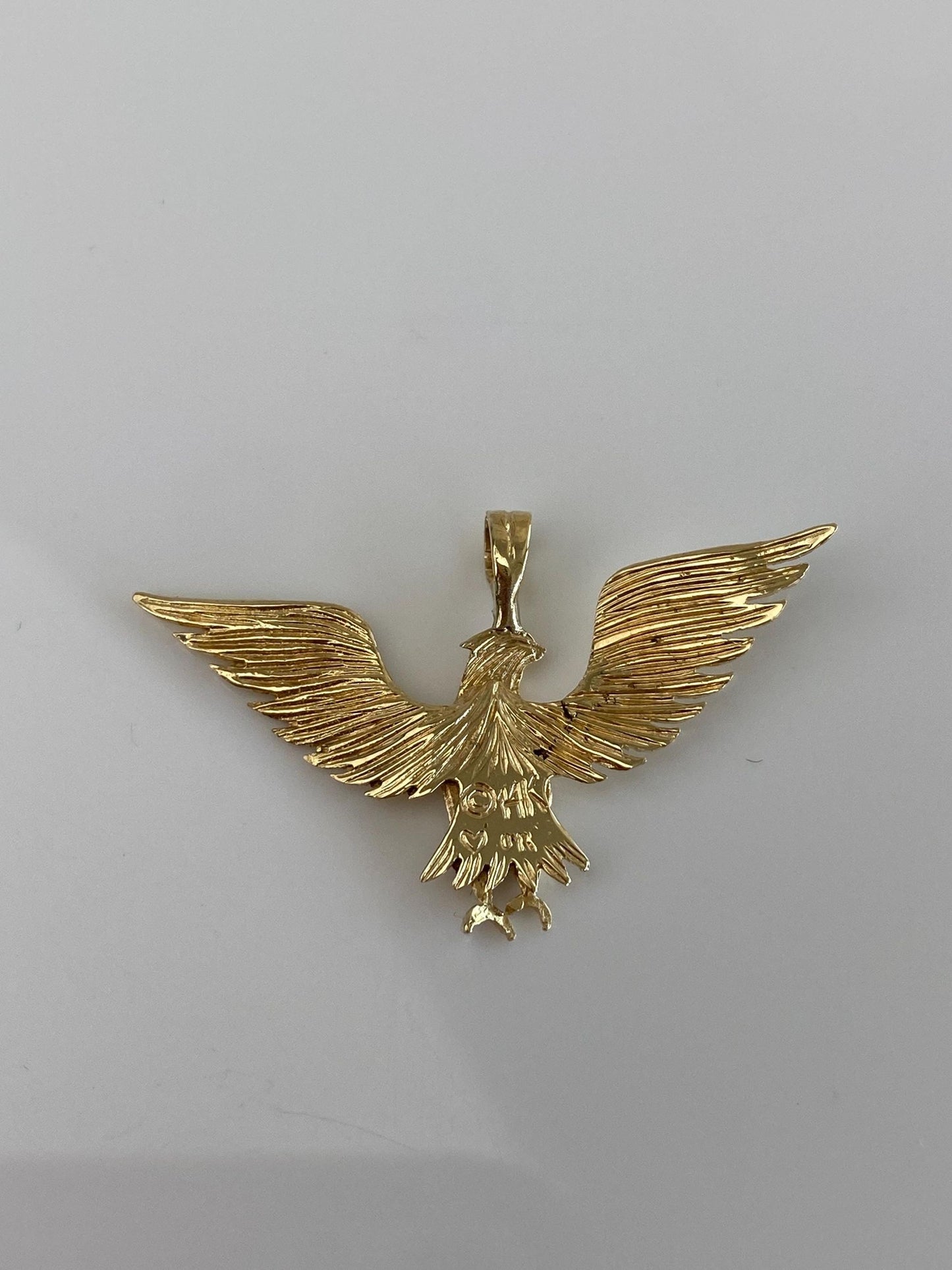 Vintage Solid 14k Yellow Gold Diamond Cut Eagle Charm