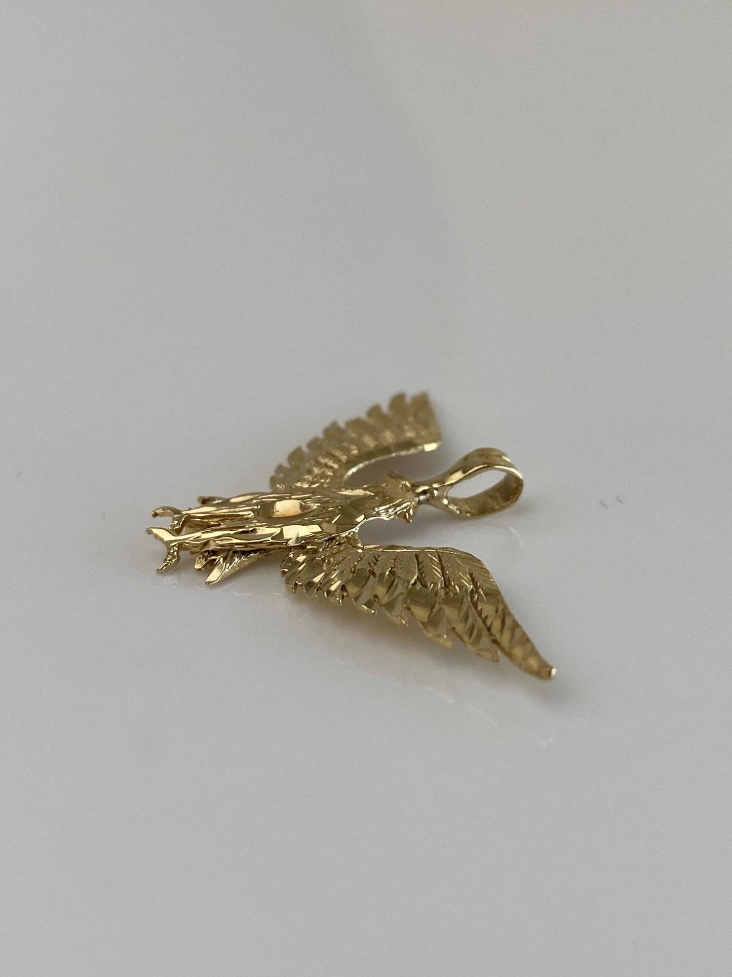 Vintage Solid 14k Yellow Gold Diamond Cut Eagle Charm