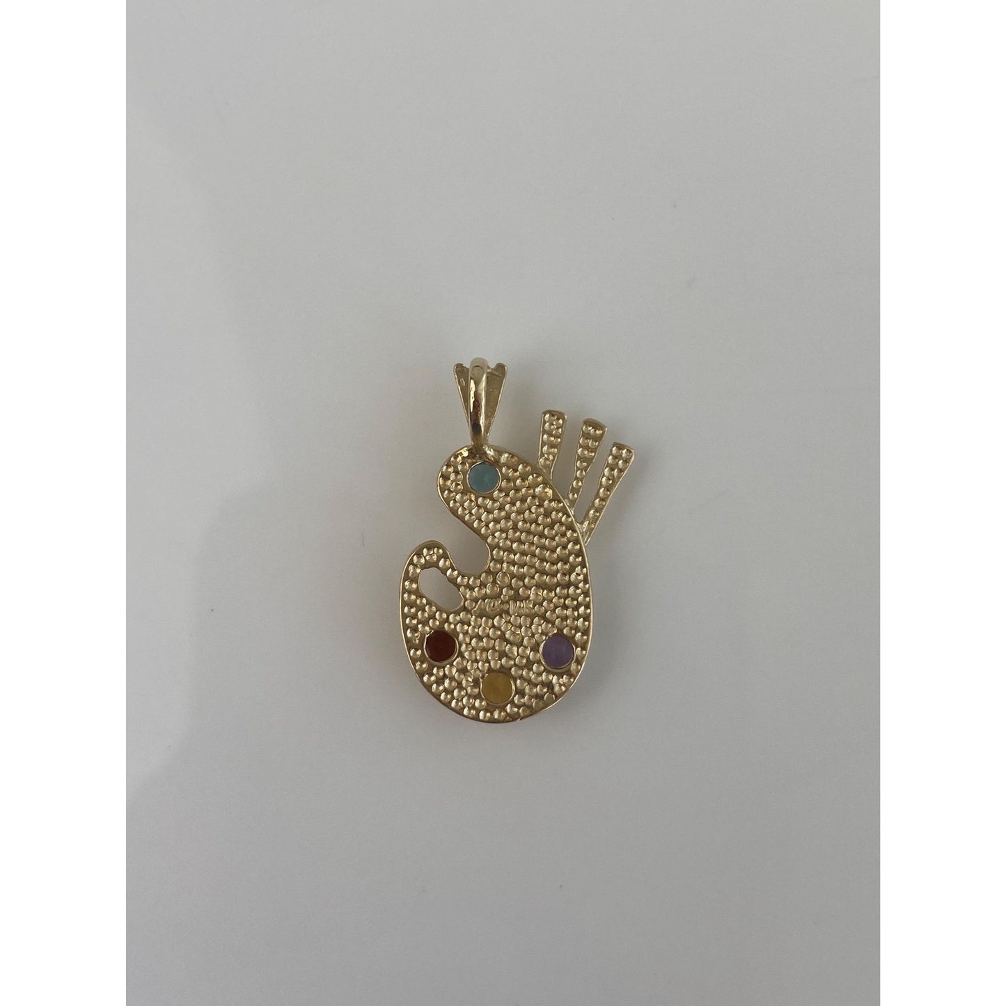 Vintage Solid 14k Yellow Gold Topaz Garnet Citrine Amethyst Artist Palette Charm