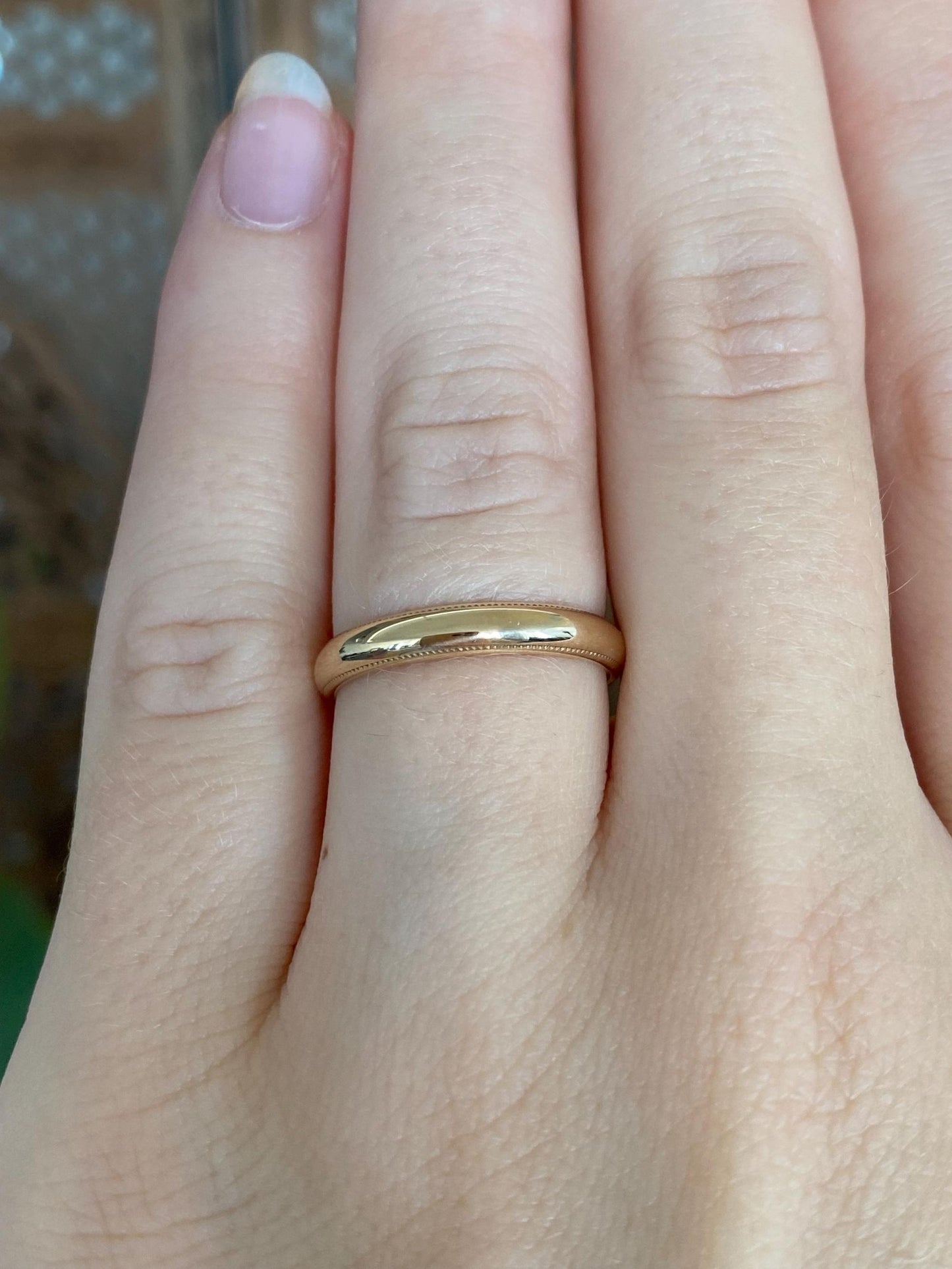 Vintage Solid 14k Yellow Gold Milgrain Ring Band - Size 6.5