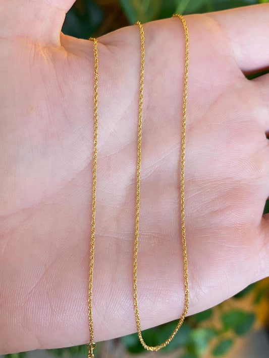 Vintage Solid 14k Yellow Gold Dainty Chain Necklace - 18 inches