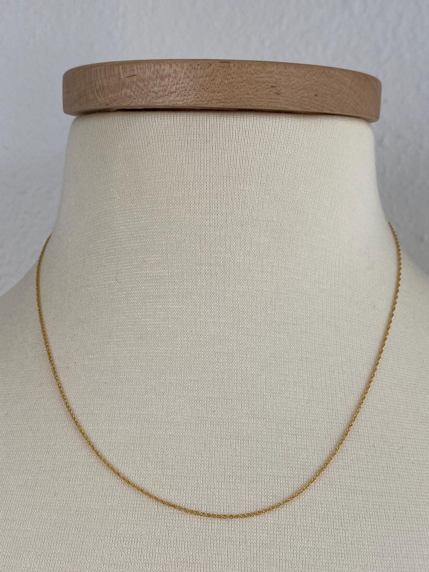 Vintage Solid 14k Yellow Gold Dainty Chain Necklace - 18 inches