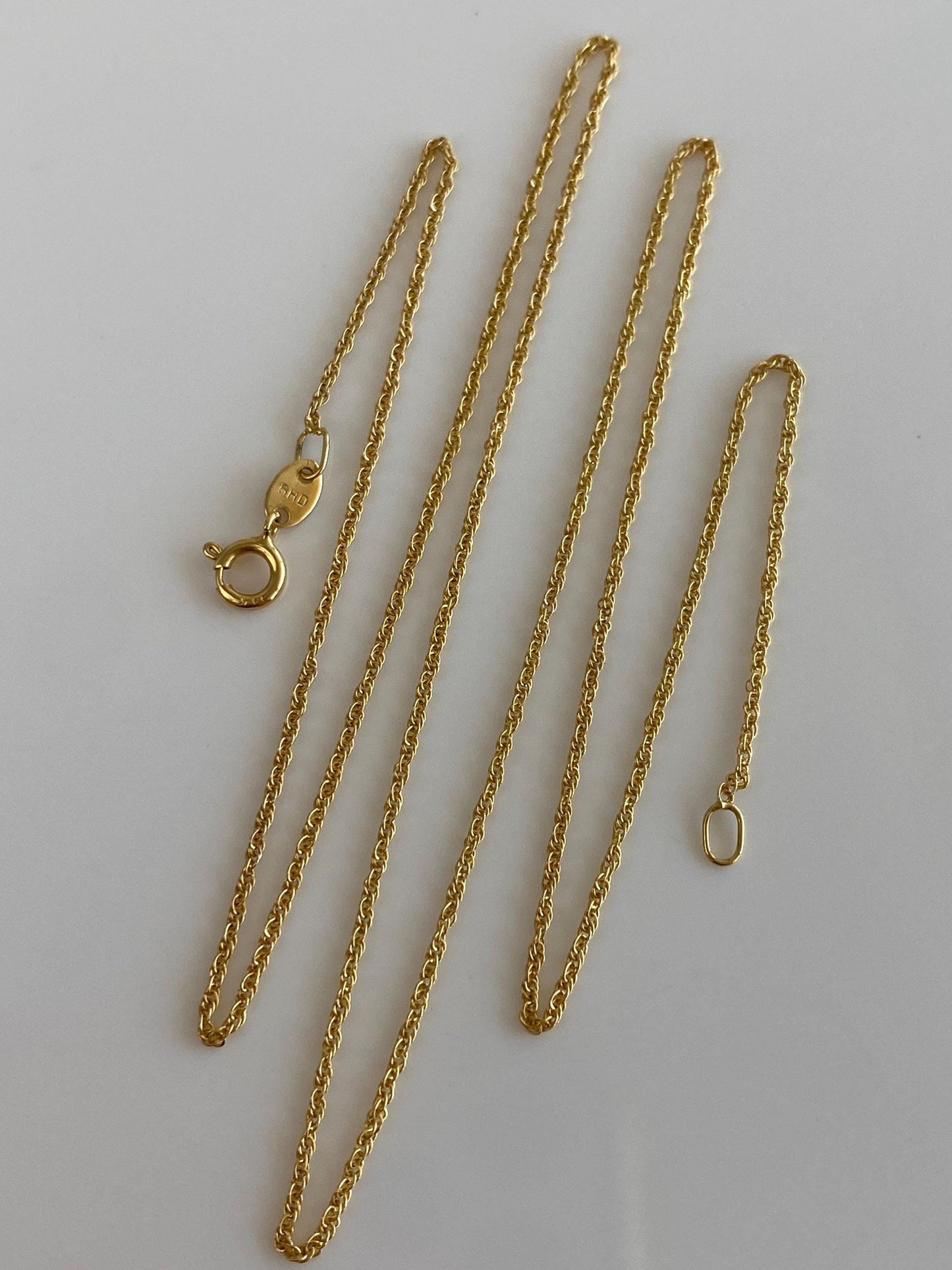 Vintage Solid 14k Yellow Gold Dainty Chain Necklace - 18 inches