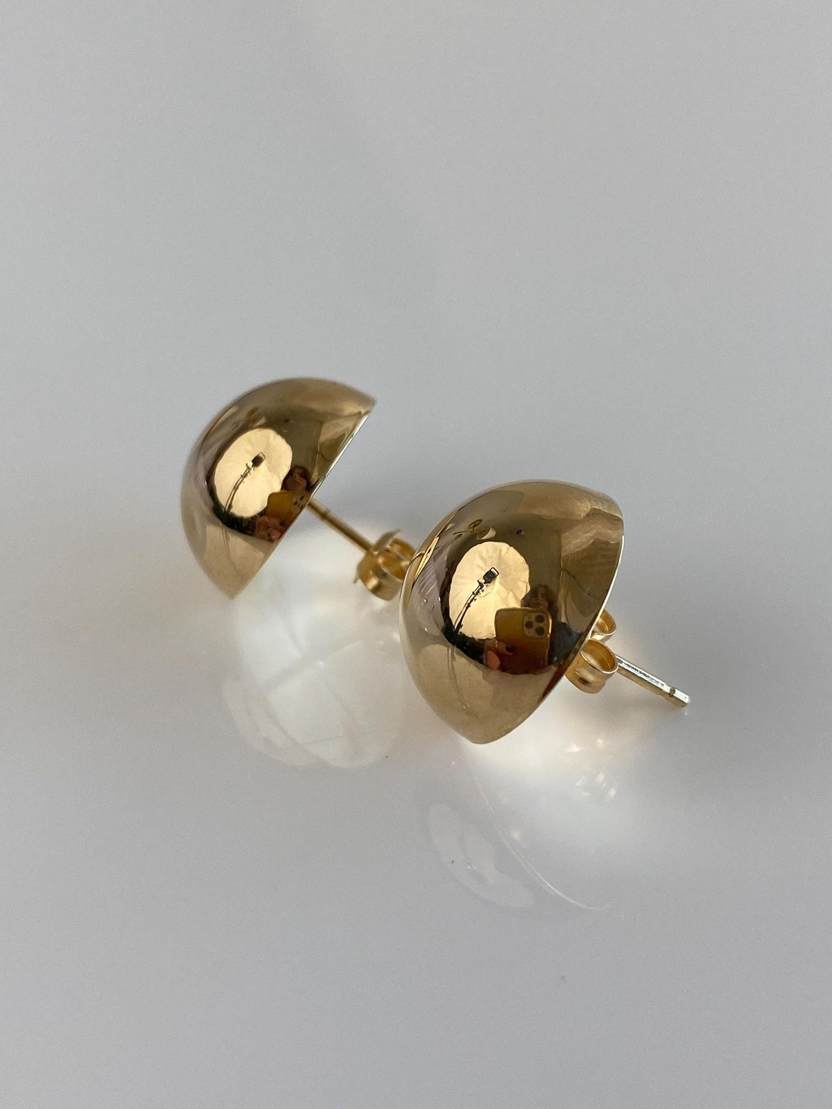Vintage 14k Yellow Gold Domed Stud Earrings
