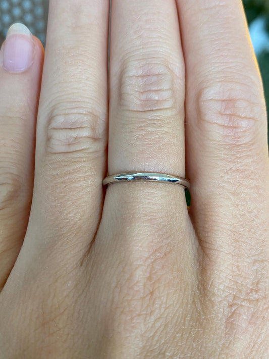 Vintage Solid 18k White Gold Slim Ring Band - Size 6.25