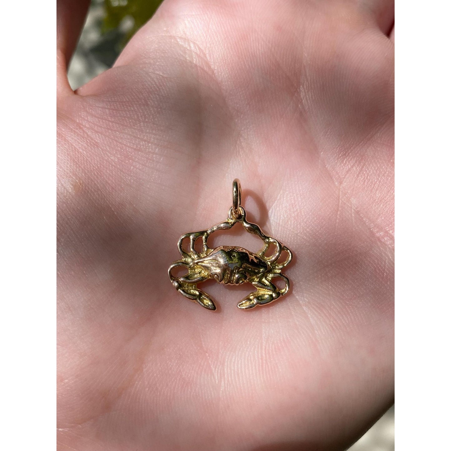 Vintage Solid 14k Yellow Gold Crab Charm