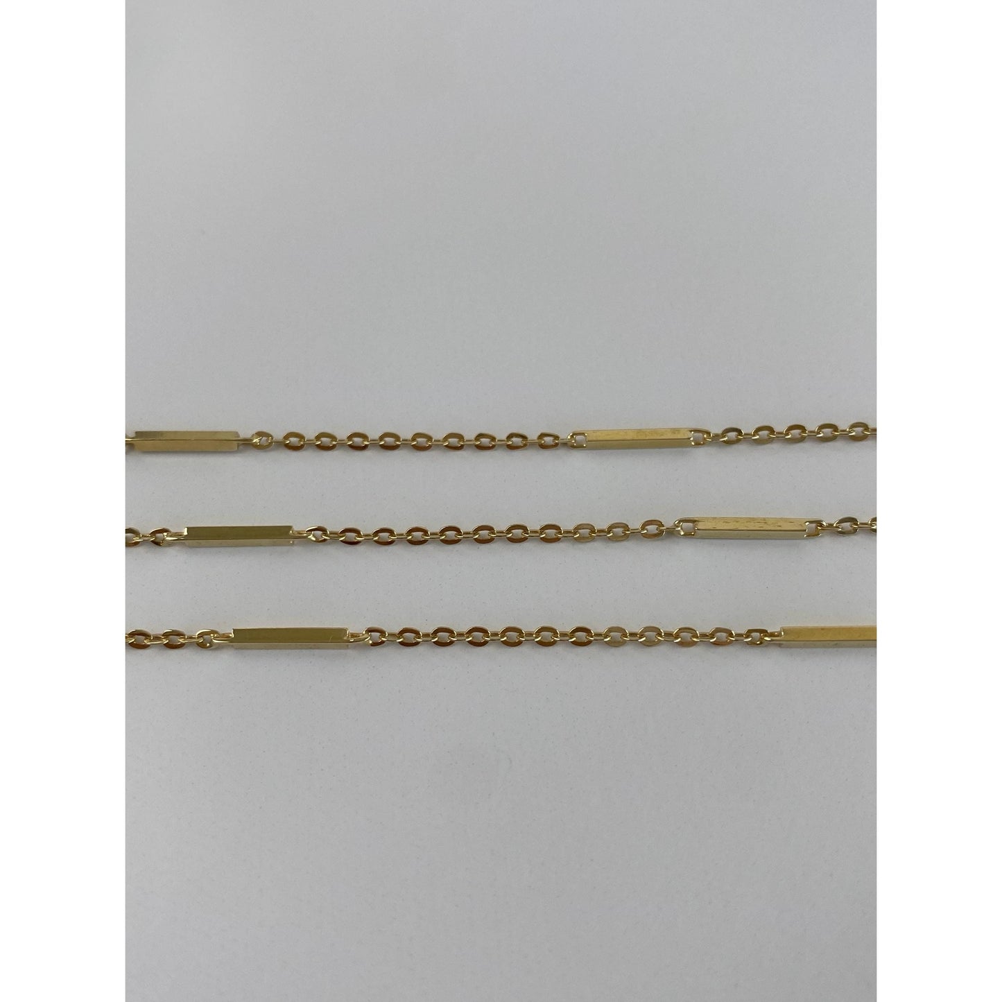 Vintage Solid 14k Yellow Gold Bar Link Cable Chain Necklace - 15 inches