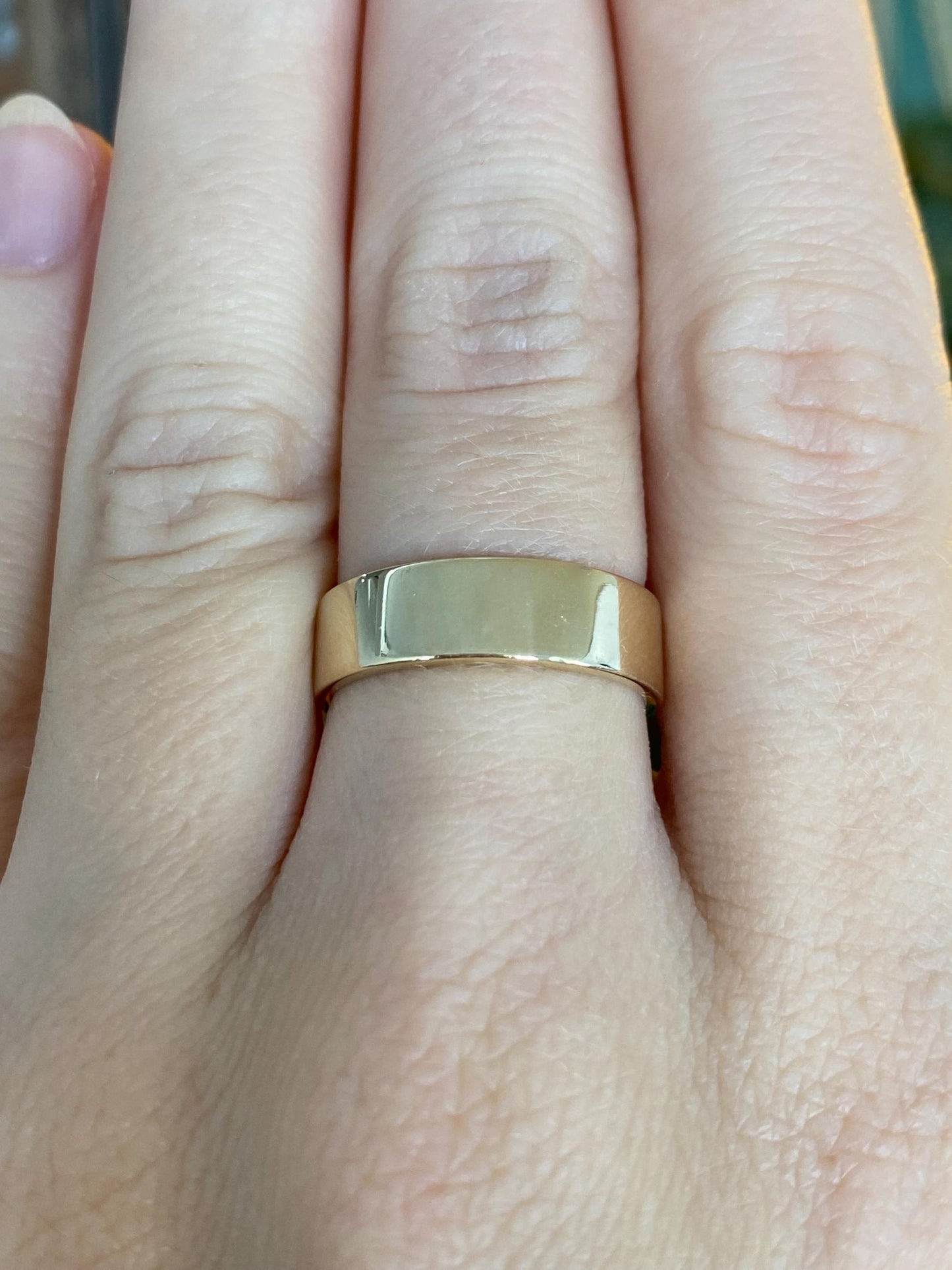 Vintage Solid 14k Yellow Gold Straight Edge Ring Band - Size 6.75