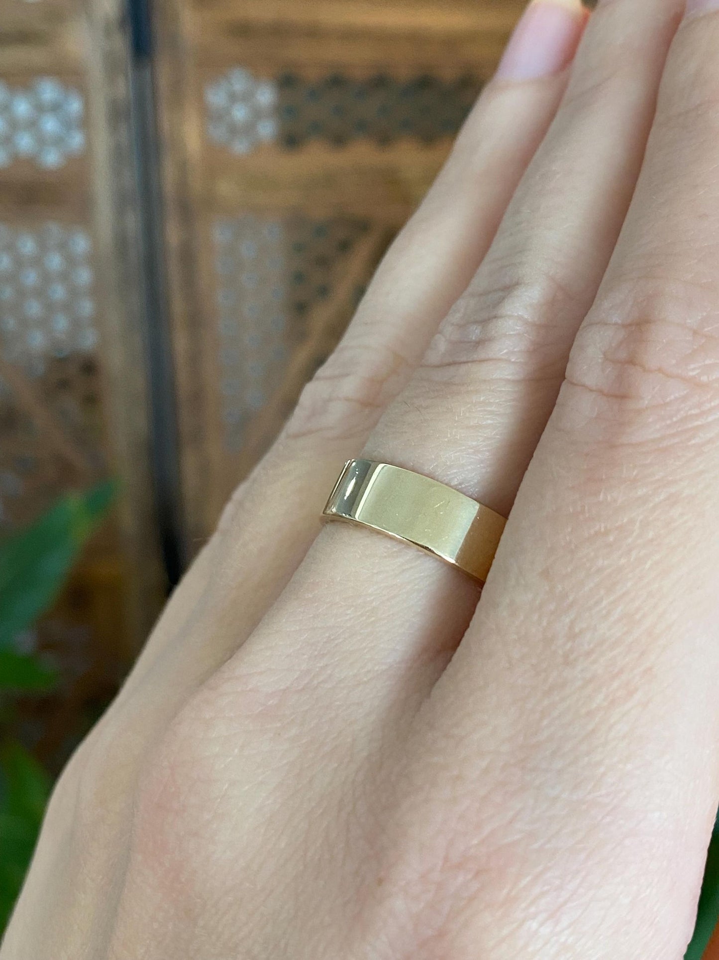 Vintage Solid 14k Yellow Gold Straight Edge Ring Band - Size 6.75