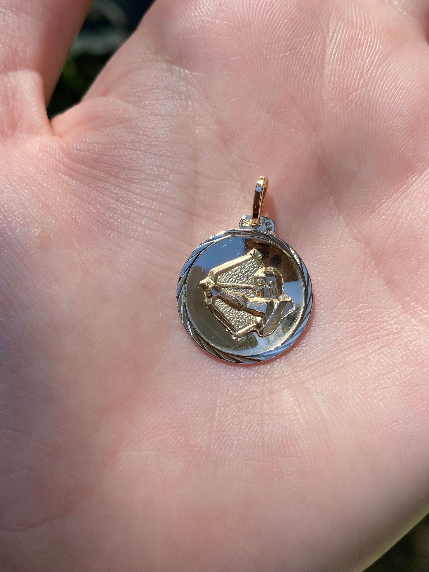 Vintage Solid 14k Yellow Gold Large Sagittarius Zodiac Charm